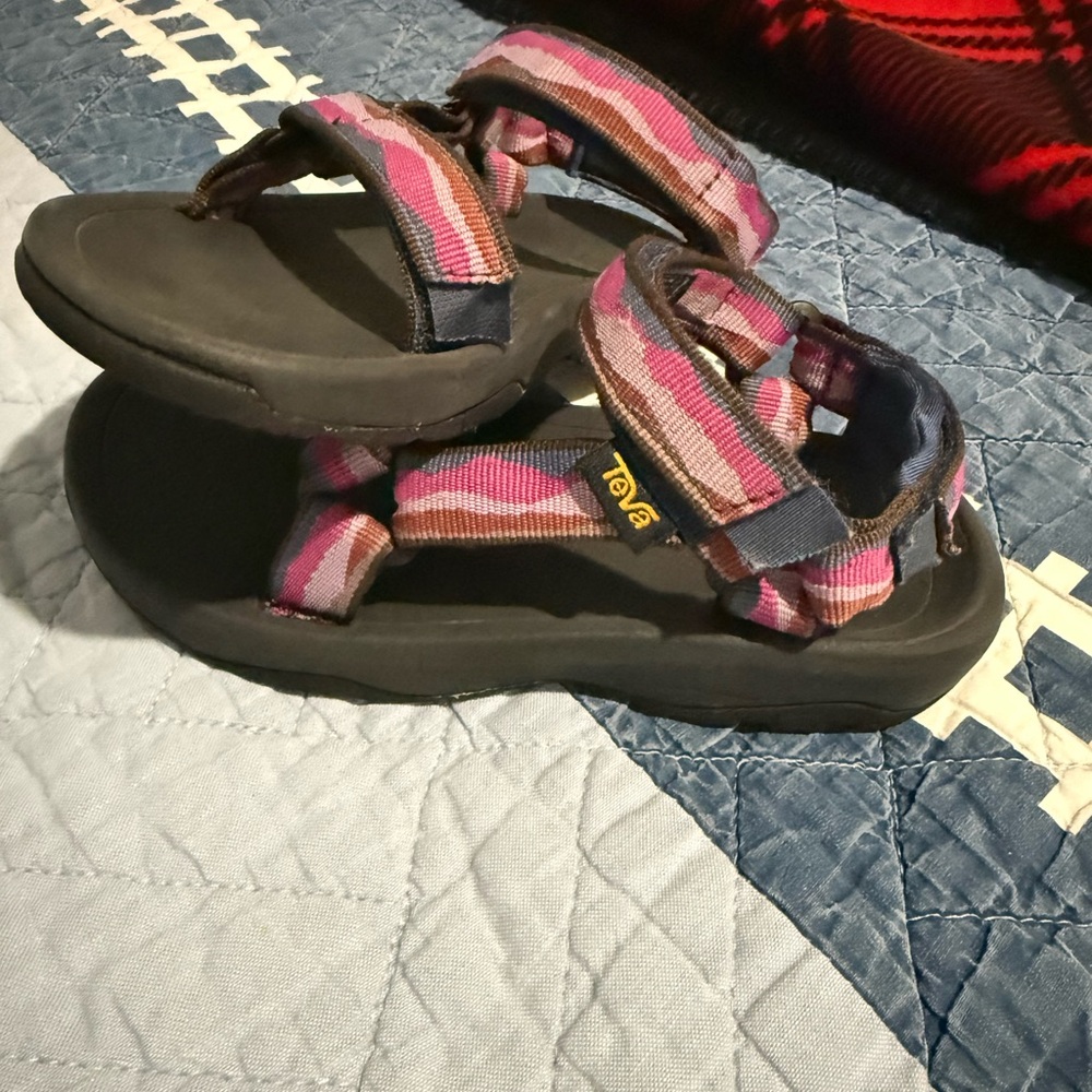 Teva Kids' Striped Pink and Black Sandals